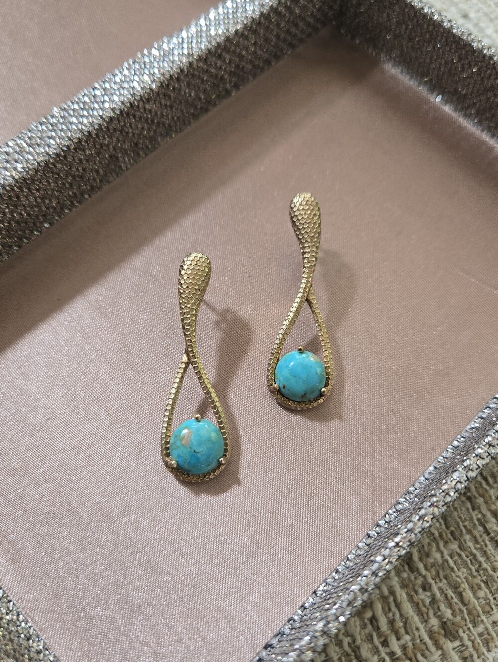 Joya Judy Crowell Gold Plated Sterling Turquoise Earrings